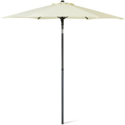 Sunmer 2M Push-Up Garden Parasol Sun Shading Umbrella With Tilt, Water Repellent Polyester, Powder-Coated Steel Frame - Ivory - thumbnail 1