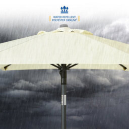 Sunmer 2M Push-Up Garden Parasol Sun Shading Umbrella With Tilt, Water Repellent Polyester, Powder-Coated Steel Frame - Ivory - thumbnail 3