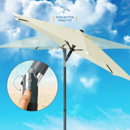 Sunmer 2M Push-Up Garden Parasol Sun Shading Umbrella With Tilt, Water Repellent Polyester, Powder-Coated Steel Frame - Ivory - thumbnail 6