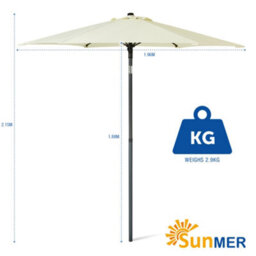 Sunmer 2M Push-Up Garden Parasol Sun Shading Umbrella With Tilt, Water Repellent Polyester, Powder-Coated Steel Frame - Ivory - thumbnail 7