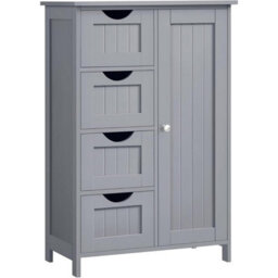 Songmics Bathroom Storage Cabinet, Floor Standing Unit With Drawers, Door Storage, Adjustable Shelf, Mystic Grey - thumbnail 8