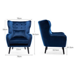 More4Homes Winslow Wing Back Occasional Bedroom Living Room Button Back Velvet Fabric Accent Chair Armchair (Blue W Footstool) - thumbnail 7