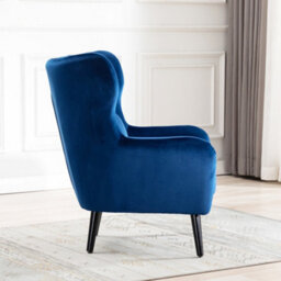 More4Homes Winslow Wing Back Occasional Bedroom Living Room Button Back Velvet Fabric Accent Chair Armchair (Blue W Footstool) - thumbnail 6