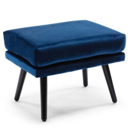 More4Homes Winslow Wing Back Occasional Bedroom Living Room Button Back Velvet Fabric Accent Chair Armchair (Blue W Footstool) - thumbnail 4