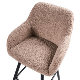 Beliani Set Of 2 Bar Chairs Casmalia Boucle Taupe - thumbnail 7