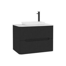 Royal Bathrooms Venice 700mm Matt Nocturne Black Wall Mounted Bathroom Countertop Vanity Unit 2 Drawer With Qubix Basin - thumbnail 7