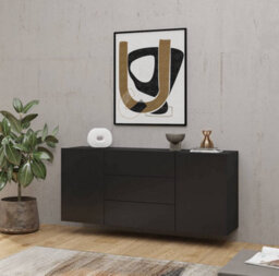 Arte Ava 26 Elegant Black Sideboard Cabinet - W1400mm X H630mm X D350mm - Sleek Modern Design - thumbnail 4