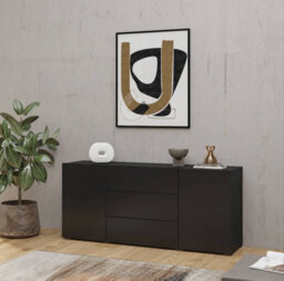 Arte Ava 26 Elegant Black Sideboard Cabinet - W1400mm X H630mm X D350mm - Sleek Modern Design - thumbnail 3