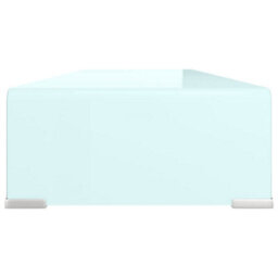 Berkfield Modern Tv Stand/monitor Riser Glass White 90X30X13 Cm - thumbnail 4