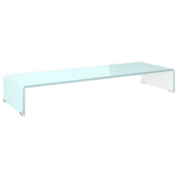 Berkfield Modern Tv Stand/monitor Riser Glass White 90X30X13 Cm - thumbnail 1
