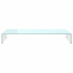 Berkfield Modern Tv Stand/monitor Riser Glass White 90X30X13 Cm - thumbnail 3