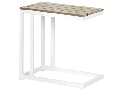 Wyld And Coco Terralux Garden Side Table With Light Plastic Wood Top And White Aluminium Frame, 35 X 60 X 59 Cm - image 1