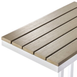 Wyld And Coco Terralux Garden Side Table With Light Plastic Wood Top And White Aluminium Frame, 35 X 60 X 59 Cm - thumbnail 6