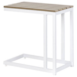 Wyld And Coco Terralux Garden Side Table With Light Plastic Wood Top And White Aluminium Frame, 35 X 60 X 59 Cm - thumbnail 5