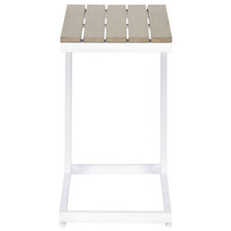 Wyld And Coco Terralux Garden Side Table With Light Plastic Wood Top And White Aluminium Frame, 35 X 60 X 59 Cm - thumbnail 3