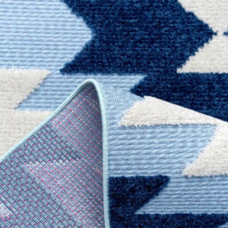 Loomed Blue Textured Tribal Geometric Weather-Resistant Outdoor Patio Area Rug 160X230Cm - thumbnail 5