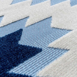 Loomed Blue Textured Tribal Geometric Weather-Resistant Outdoor Patio Area Rug 160X230Cm - thumbnail 4