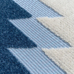 Loomed Blue Textured Tribal Geometric Weather-Resistant Outdoor Patio Area Rug 160X230Cm - thumbnail 3