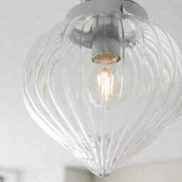 Luminosa Lighting Luminosa Cheston Semi Flush Ceiling Light Chrome, Clear Ribbed Glass Globe Shade, Ip44 - thumbnail 5