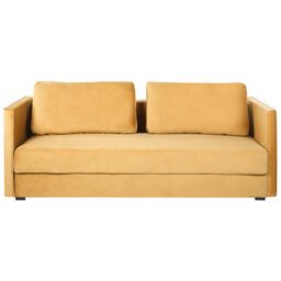 Beliani Sofa Bed 3 Seater Eksjo Velvet Mustard With Storage