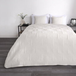 OHS Pinsonic Blanket Quilted Bedspread Throw Over Bed, Cream - 200 X 240Cm