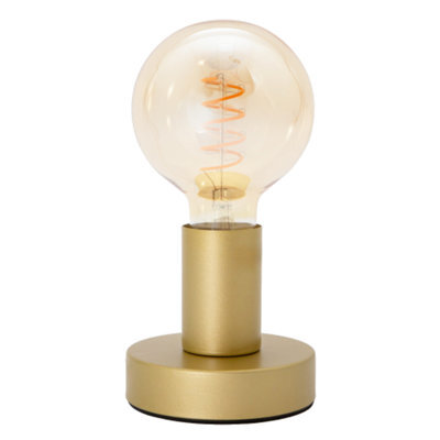Happy Homewares Satin Gold Bulb Holder Table Lamp To Showcase Vintage Filament Bulbs - image 1