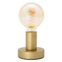 Happy Homewares Satin Gold Bulb Holder Table Lamp To Showcase Vintage Filament Bulbs