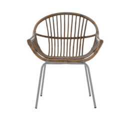 Orsina Grey Wash Natural Rattan Chair, Rustless Rattan Chair, Easy Cleaning Rattan Armchair