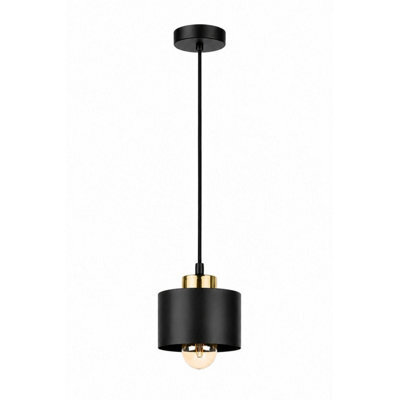 Luminosa Lighting Luminosa Simply Slim Pendant Ceiling Light Black, Gold 1X E27 - image 1