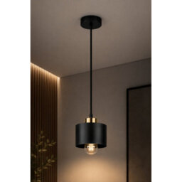 Luminosa Lighting Luminosa Simply Slim Pendant Ceiling Light Black, Gold 1X E27 - thumbnail 3