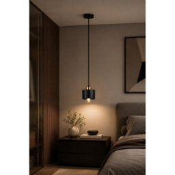 Luminosa Lighting Luminosa Simply Slim Pendant Ceiling Light Black, Gold 1X E27 - thumbnail 2