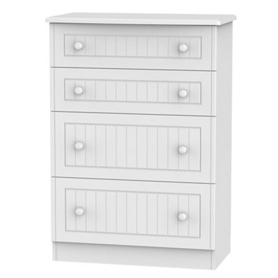Vittoria Ready Assembled Matt White No Effect 4 Drawer Deep Chest (H)1075mm (W)765mm (D)415mm - image 1