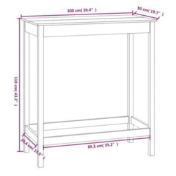 Berkfield Bar Table White 100X50X110 Cm Solid Wood Pine - thumbnail 8