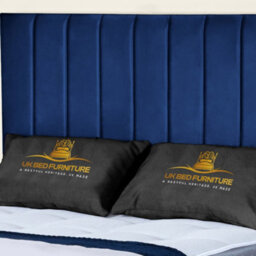 UKBEDFURNITURE Milano Blue Plush Valvet Upholstered Bed Frame Only - Slatted Base - 48 Inch Headboard - thumbnail 2