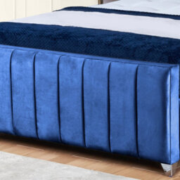 UKBEDFURNITURE Milano Blue Plush Valvet Upholstered Bed Frame Only - Slatted Base - 48 Inch Headboard - thumbnail 3