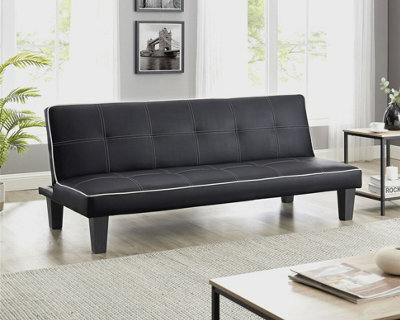Modernique Faux Leather Sofabed With White Edge Piping And Stitching - image 1
