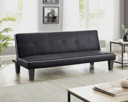 Modernique Faux Leather Sofabed With White Edge Piping And Stitching - thumbnail 1