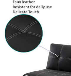 Modernique Faux Leather Sofabed With White Edge Piping And Stitching - thumbnail 3
