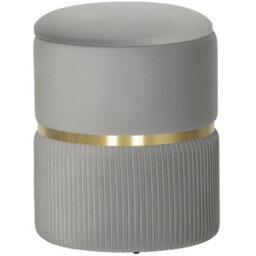 Wyld Haus Rivera Velvet Light Grey Ribbed Storage Ottoman With Gold Accent, 36 X 36 X 44 Cm - thumbnail 2