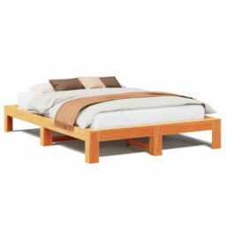 Berkfield Bed Frame Without Mattress Wax Brown 150X200 Cm King Size Solid Wood Pine - thumbnail 2