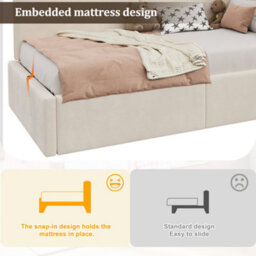 Matteo Single Velvet Storage Bed Frame With Usb Port & Reading Lamp - Beige - thumbnail 4