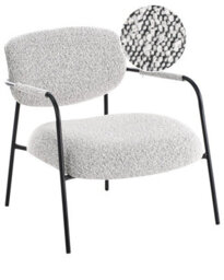 Wyld And Coco Century Modern Armchair Black White Polyester Upholstery Metal Frame - Low-Profile Mid-Century Design - thumbnail 3