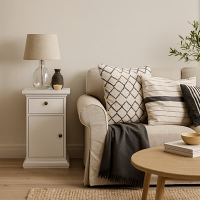 Wyld Haus Osaka Farmhouse White Wooden Bedside Table 1 Door 1 Drawer - image 1
