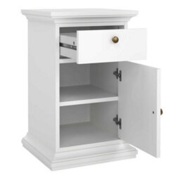 Wyld Haus Osaka Farmhouse White Wooden Bedside Table 1 Door 1 Drawer - thumbnail 8