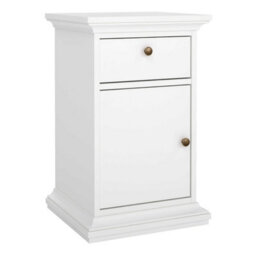 Wyld Haus Osaka Farmhouse White Wooden Bedside Table 1 Door 1 Drawer - thumbnail 3