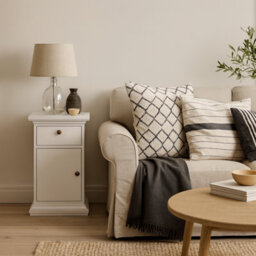 Wyld Haus Osaka Farmhouse White Wooden Bedside Table 1 Door 1 Drawer - thumbnail 1