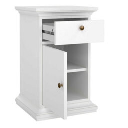 Wyld Haus Osaka Farmhouse White Wooden Bedside Table 1 Door 1 Drawer - thumbnail 7