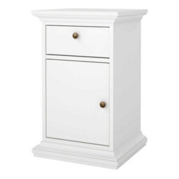 Wyld Haus Osaka Farmhouse White Wooden Bedside Table 1 Door 1 Drawer - thumbnail 5