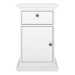 Wyld Haus Osaka Farmhouse White Wooden Bedside Table 1 Door 1 Drawer - thumbnail 4