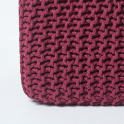 Homescapes Plum Cube Cotton Knitted Pouffe Footstool - thumbnail 4